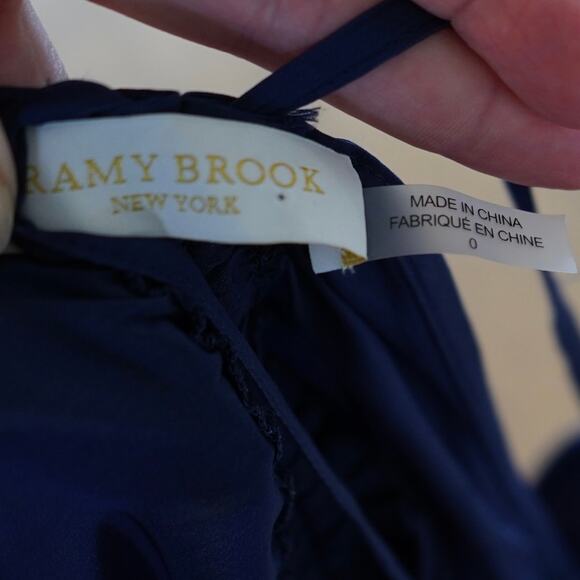 Ramy Brook Ruched Back Pleated Midi Dress Navy Womens Size 0 - Picture 8 of 9